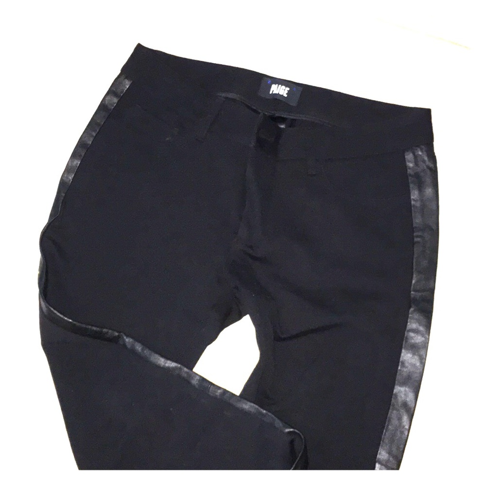 Paige black "tuxedo" pants leather stripe down leg